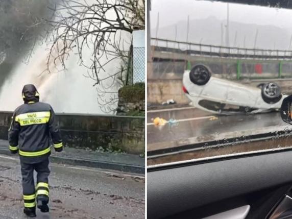 Maltempo A Lecco Un Auto Si Ribalta Sul Ponte Manzoni Torrenti