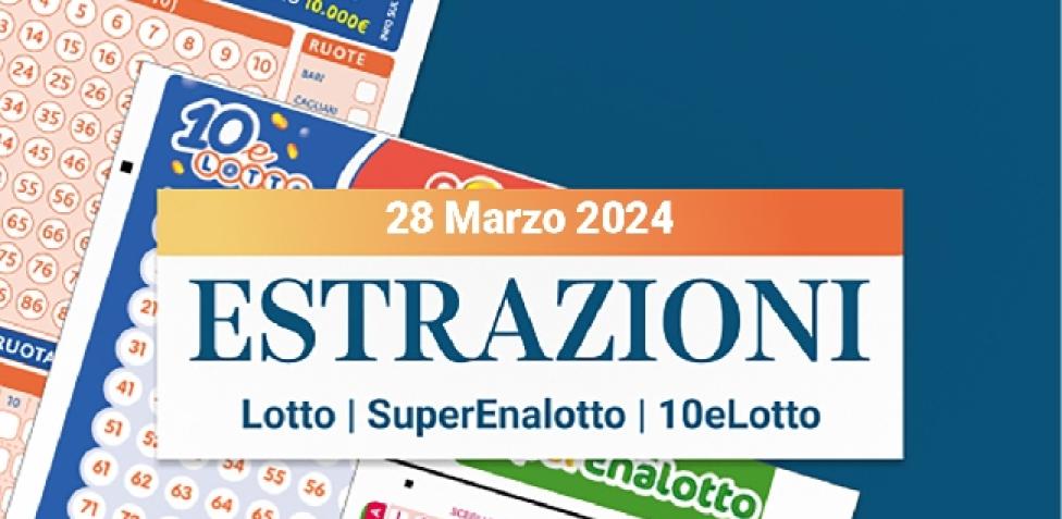 Estrazioni Lotto SuperEnalotto e 10eLotto serale di gioved 28