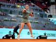 Tunisia's Ons Jabeur returns the ball to US' Madison Keys during the 2024 WTA Tour Madrid Open tournament quarter-final tennis match at Caja Magica in Madrid on April 30, 2024. (Photo by Thomas COEX / AFP)