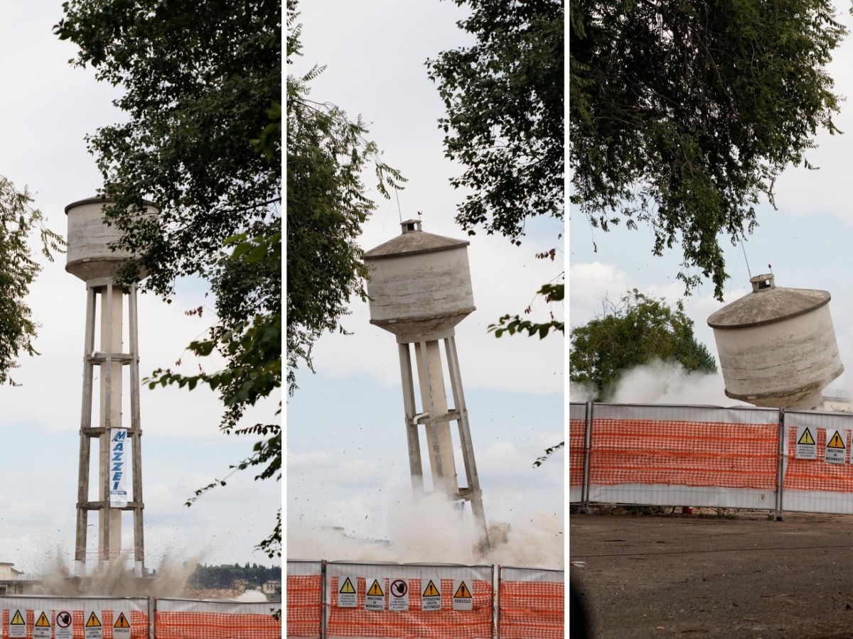 Firenze, al via le demolizioni dell'ex caserma Lupi di Toscana: giù il serbatoio