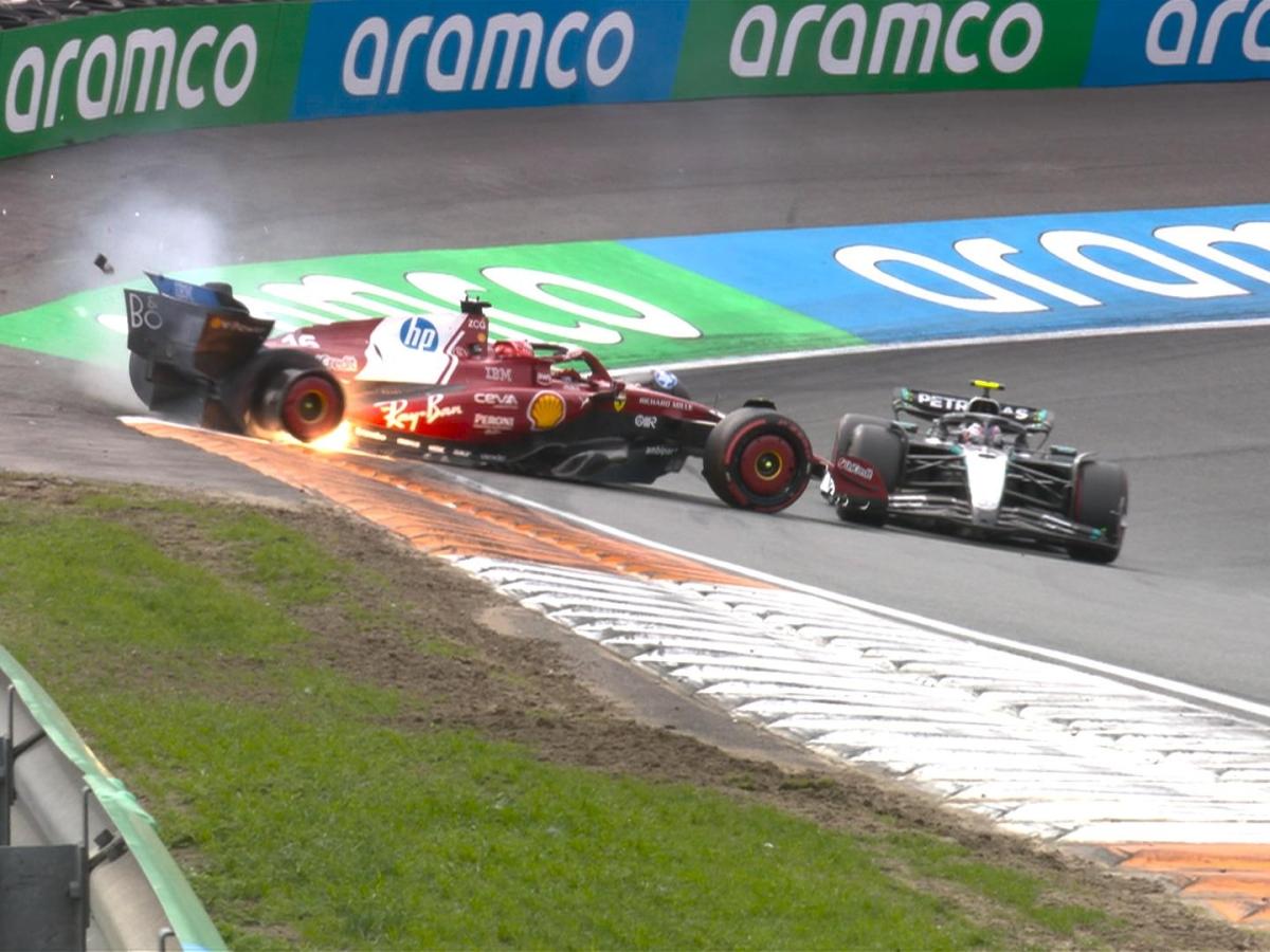 F1 Gp Olanda: Antonelli sperona Leclerc, Charles fuori. Buio Ferrari, Hamilton a muro| Live
