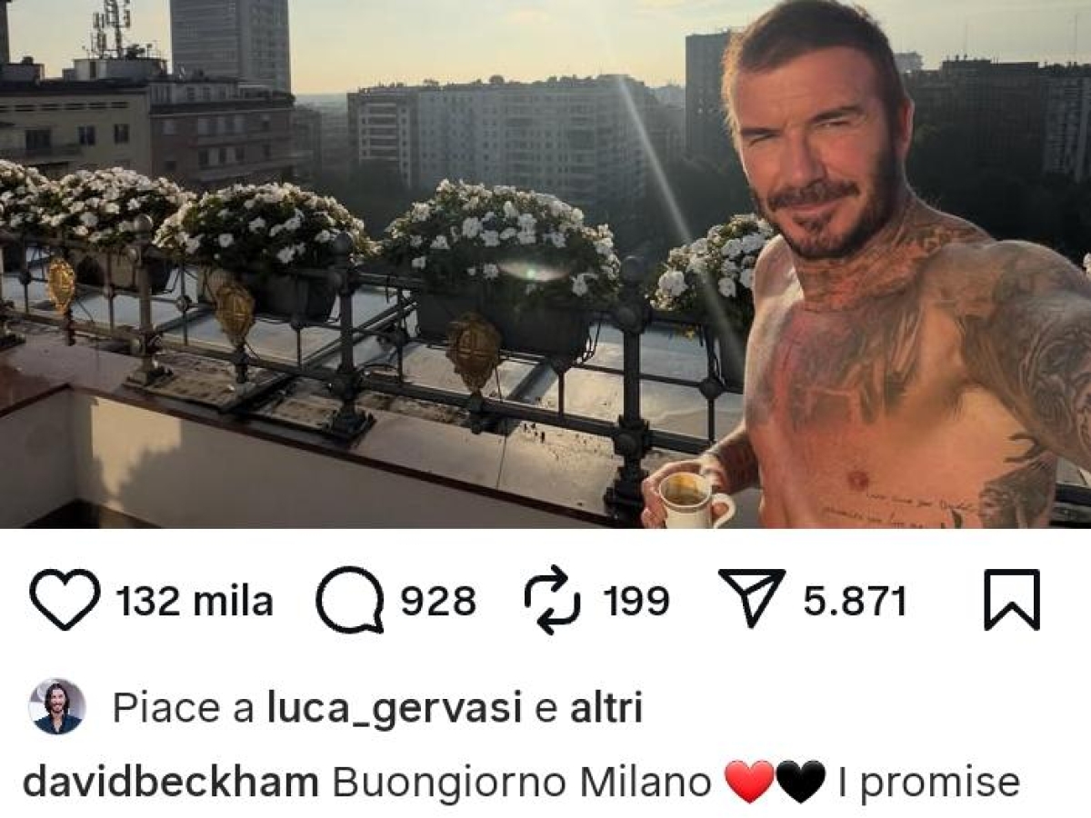 David Beckham alla Fashion Week: «Buongiorno Milano», il post «rossonero» dell'ex centrocampista