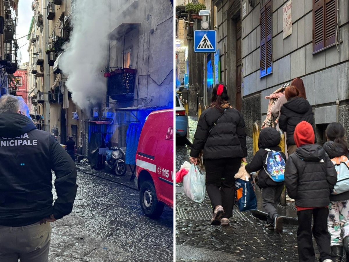 Quartieri Spagnoli, incendio in un basso: i pompieri mettono in salvo dei bambini, intossicati lievi in ospedale