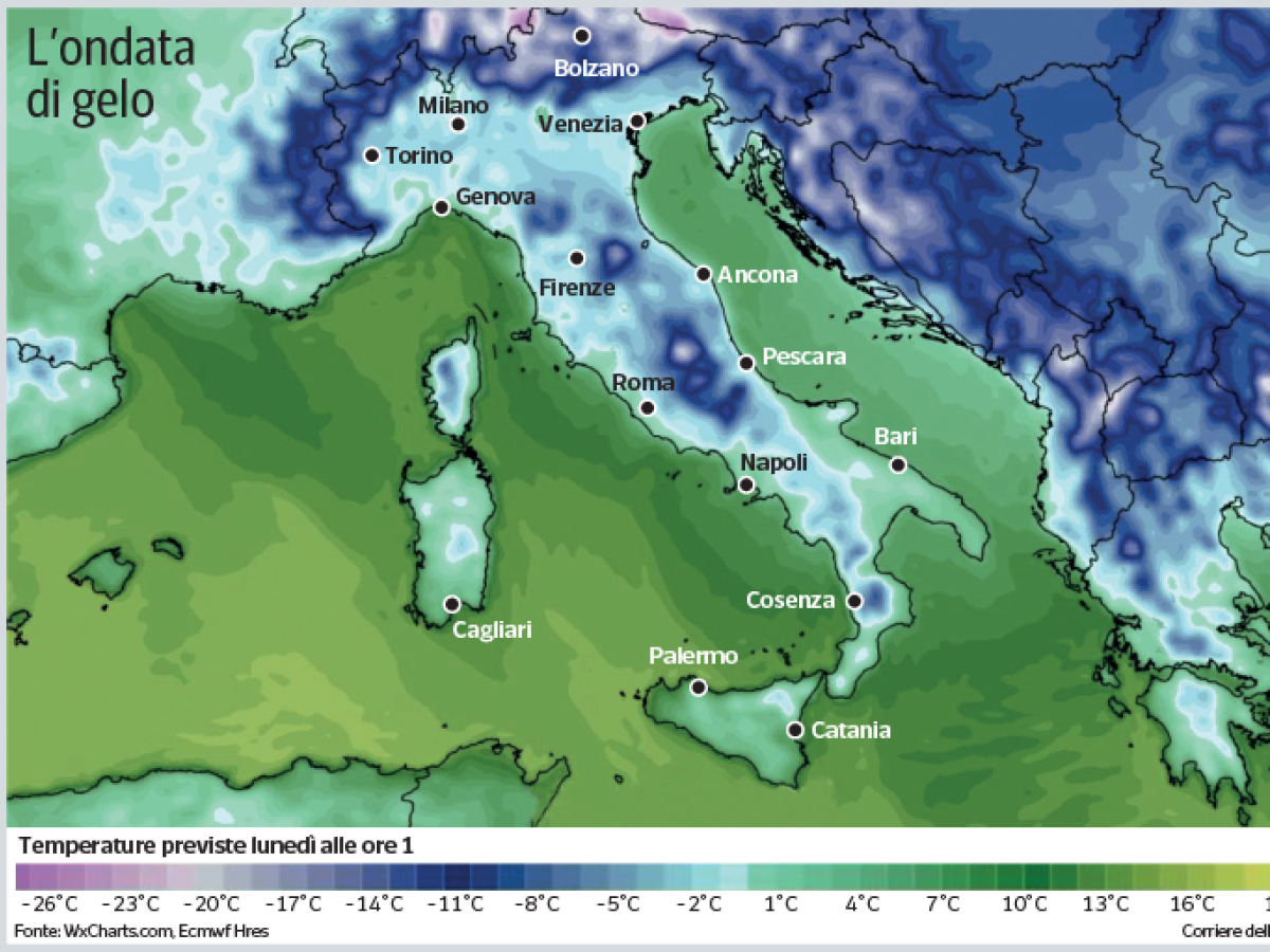 meteo in italia ondata di gelo neve in arrivo allerta in 5 regioni il meteorologo pochi precedenti in questo secolo da Xml2.corriere.it meteo in italia ondata di gelo neve in arrivo allerta in 5 regioni il meteorologo pochi precedenti in questo secolo