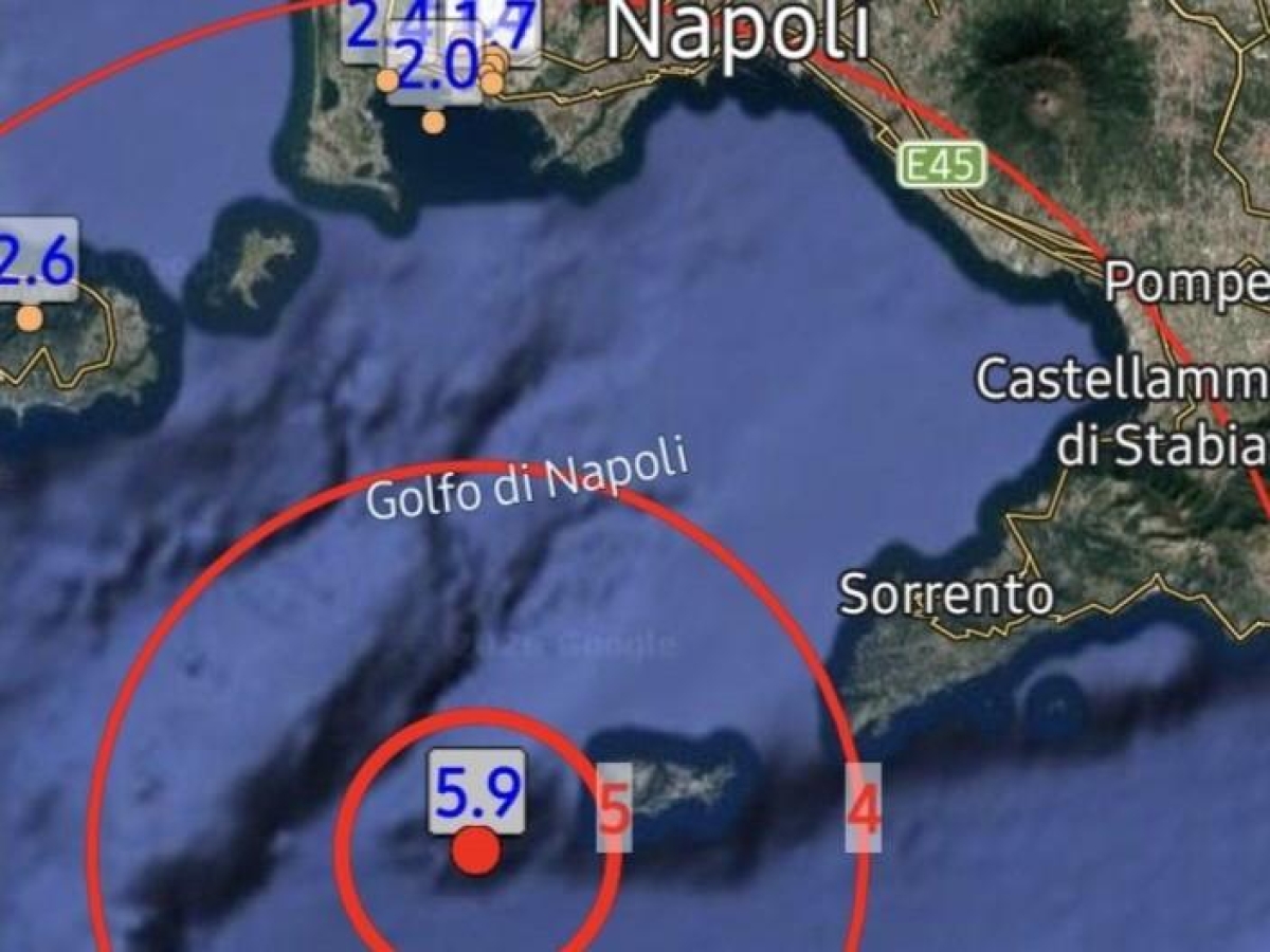 Terremoto nel golfo di Napoli di magnitudo 5.9 non distante da Capri, scossa avvertita sulle coste tirreniche da Nord a Sud