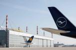 The tale of a Lufthansa airplane sticks out of a hangar at the Franz Josef Strauss airport in Munich, southern Germany, on September 20, 2024. (Photo by Michaela STACHE / AFP) The tale of a Lufthansa airplane sticks out of a hangar at the Franz Josef Strauss airport in Munich, southern Germany, on September 20, 2024. (Photo by Michaela STACHE / AFP)