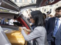 Giulia Bertini la moglie di Franco Di Mare durante i funerali nella chiesa degli Artisti a piazza del Popolo. Roma 20 maggio 2024 ANSA/MASSIMO PERCOSSI