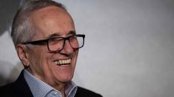 Italian director Marco Bellocchio laughs during a press conference for the film "Rapito" (Kidnapped) at the 76th edition of the Cannes Film Festival in Cannes, southern France, on May 24, 2023. (Photo by Zoulerah NORDDINE / AFP)