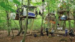 Le case sugli alberi costruite dagli ambientalisti per salvare dall’abbattimento la foresta di Hambacher, in Germania