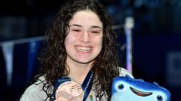 Benedetta Pilato (ITA) wins bronze medal in 50-meter breaststroke during World Aquatics Championships Doha 2024  - sport swimming - Doha (Qatar) February 18, 2024 (Photo by Gian Mattia D'Alberto / LaPresse)
