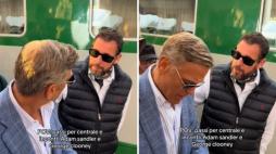 George Clooney e Adam Sandler, le due star di Hollywood sul set (blindatissimo) alla stazione Centrale di Milano