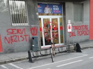 «Servi nazisti», imbrattata con scritte no-vax la sede della Cgil Brescia