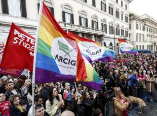Manifestazione delle famiglie Arcobaleno, Roma 26 marzo 2023. ANSA/FABIO FRUSTACI