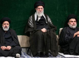 (FILES) A handout picture provided by the office of Iran's Supreme Leader Ayatollah Ali Khamenei on September 10, 2019 shows (L to R) Iranian judiciary chief Ebrahim Raisi, Supreme Leader Ayatollah Ali Khamenei, and Iraqi Shiite cleric, politician, and militia leader Muqtada al-Sadr sitting during a ceremony commemorating Ashura in the capital Tehran. Iranian media declared President Ebrahim Raisi dead on May 20, 2024 after his helicopter crashed in a mountainous northwestern region, but there has not yet been any official confirmation. Contact was lost with the aircraft carrying him as well as Foreign Minister Hossein Amir-Abdollahian and others in East Azerbaijan province on May 19, 2024, reports said. (Photo by KHAMENEI.IR / AFP) / === RESTRICTED TO EDITORIAL USE - MANDATORY CREDIT "AFP PHOTO / HO / KHAMENEI.IR" - NO MARKETING NO ADVERTISING CAMPAIGNS - DISTRIBUTED AS A SERVICE TO CLIENTS ===