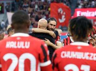 AC Milans manager Stefano Pioli reacts during the Italian serie A soccer match between AC Milan and Salernitana at Giuseppe Meazza stadium in Milan,  25 May  2024. ANSA / MATTEO BAZZI