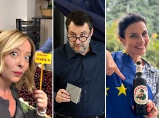 I post dei politici al voto: Meloni in video con le ciliegie e Salvini rompe il «silenzio»