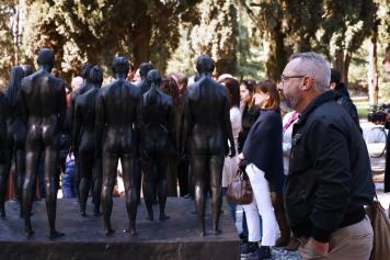 inaugurazione monumento in memoria alle vittime del covid nel cimitero Vantiniano di Brescia, 18 marzo 2023 . Ansa Filippo Venezia