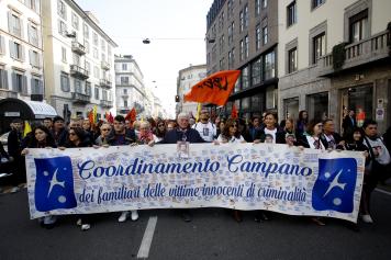 Manifestazione in ricordo delle vittime innocenti delle mafie a Milano, 3 febbraio 2023.ANSA/MOURAD BALTI TOUATI