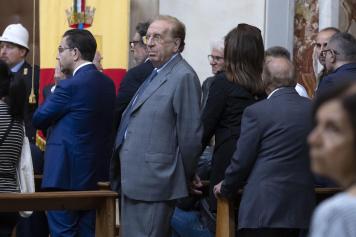 Michele Mirabella ai funerali di Franco Di Mare nella chiesa degli Artisti a piazza del Popolo. Roma 20 maggio 2024 ANSA/MASSIMO PERCOSSI
