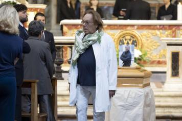 Leopoldo Mastelloni ai funerali di Franco Di Mare nella chiesa degli Artisti a piazza del Popolo. Roma 20 maggio 2024 ANSA/MASSIMO PERCOSSI
