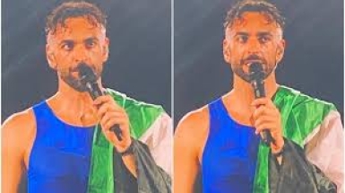 Mengoni e quella bandiera palestinese sulla spalla: «Basta con quelle teste di c... che massacrano le persone»