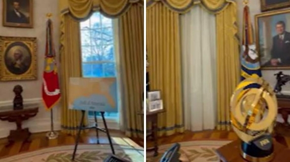 Il nuovo Studio Ovale di Trump: oro, dipinti e una replica della Coppa del Mondo di calcio