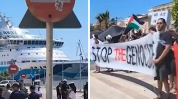 Attivisti pro Palestina protestano al porto: turisti israeliani non sbarcano a Syros