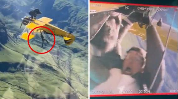 La prova da stuntman di Tom Cruise: rimane aggrappato a un aereo che vola capovolto