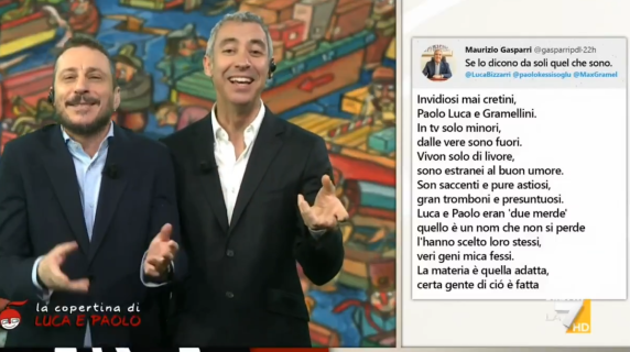 La poesia di Gasparri contro Luca e Paolo, la loro risposta ironica