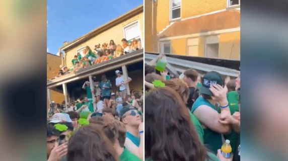 Crolla un tetto durante la festa di San Patrizio a Oakland: tutti precipitano a terra