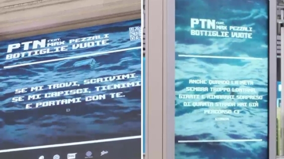 Pinguini Tattici Nucleari, messaggi «in bottiglia» in Stazione Centrale