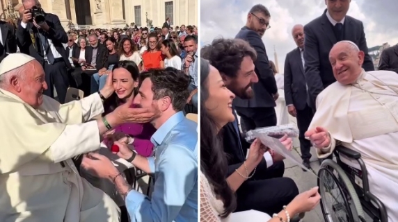 La proposta di matrimonio davanti a Papa Francesco