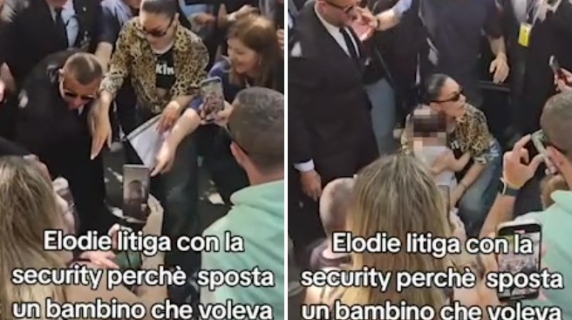 Elodie litiga con la security: il video in cui fa avvicinare un bambino