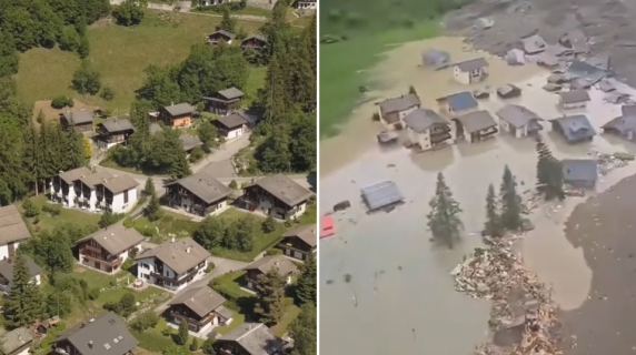 Il villaggio di Blatten prima e dopo il passaggio della valanga: il video