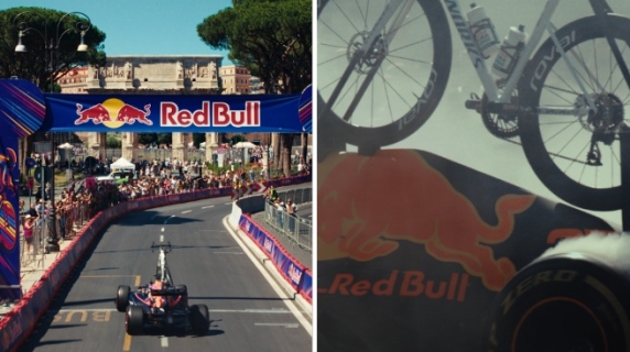 Burnout e drift a due passi dal Colosseo: lo spettacolo acrobatico della monoposto Red Bull che celebra il ciclismo e il Giro d'Italia