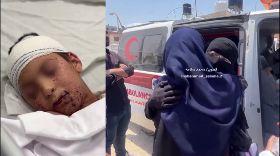 Il piccolo Adam e la mamma Alaa in partenza da Gaza verso l'Italia