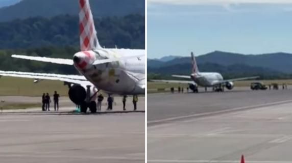 Aereo Volotea fermo a Bergamo Orio al Serio per un morto in pista, il video della messa in sicurezza