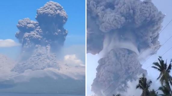 Fungo di cenere dal vulcano Lewotobi Laki-Laki: fino a 4 chilometri sopra la vetta