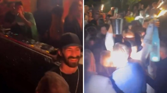 Fedez alla consolle, lo champagne «infuocato»: il video della festa al Twiga con Leonardo Del Vecchio