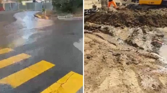 Roma, il video della perdita d'acqua nel cantiere di via Petrolini