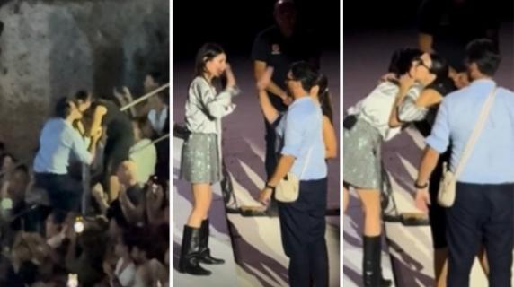 Proposta di matrimonio al concerto di Giorgia e lei dà il cinque allo sposo: «Bravo, mi sei piaciuto»