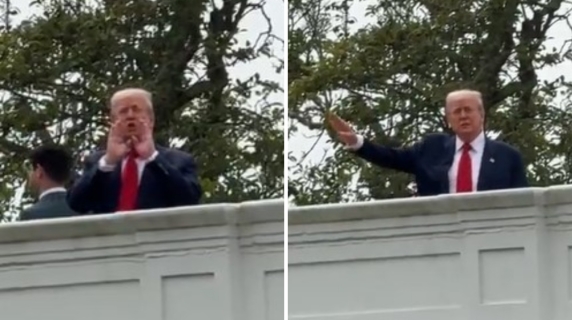 Trump sul tetto della Casa Bianca scherza con i cronisti: «Cosa ci faccio qui? Metterò dei missili nucleari»