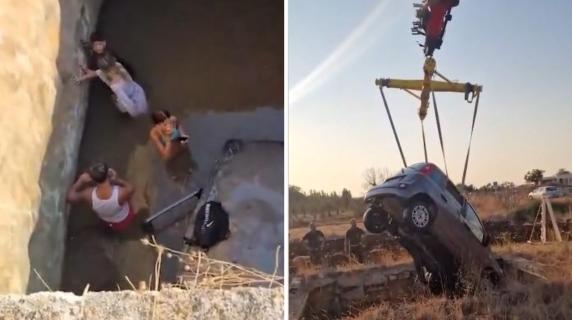 L'auto finisce fuori strada e precipita in una cisterna piena d'acqua piovana: attimi di paura per quattro ragazzi nel Salento