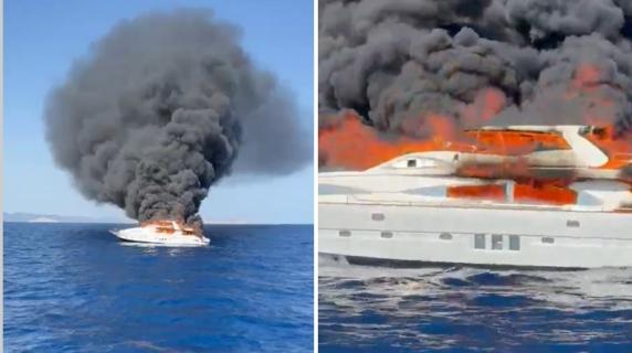 Lo yacht al largo di Formentera va a fuoco e affonda: il video dell’imbarcazione avvolta dalle fiamme