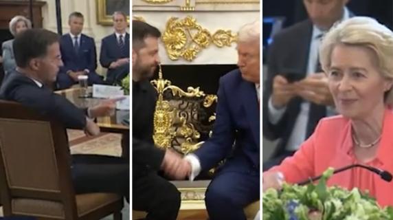 La carica dei «grazie» per Trump durante il summit alla Casa Bianca dai leader Ue e da Zelensky (che lo ringrazia per 11 volte in 4 minuti)
