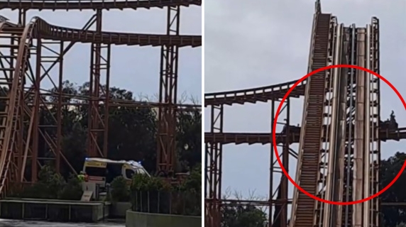 Il video delle montagne russe bloccate a Cinecittà World a Roma: il vagone fermo a 20 metri d'altezza con 15 persone a bordo