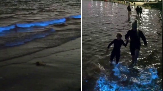 La magica luce blu nel mare davanti a Melbourne