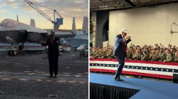 Trump in visita ai militari Usa in Giappone: l'entrata scenografica e il balletto alla base navale di Yokosuka