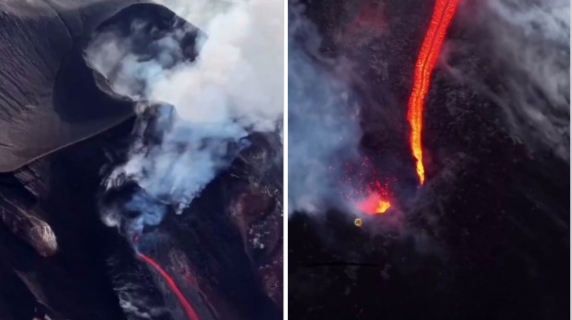 L'eruzione dello Stromboli vista dall'alto: il video girato dal drone in volo sulle bocche del cratere