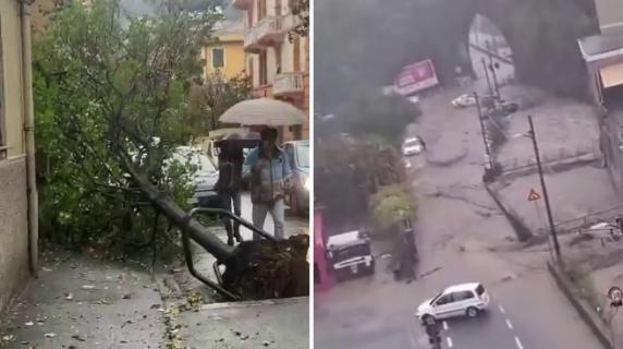 Tromba d'aria a Genova: crolla muro a Pegli, danni in tutto il ponente
